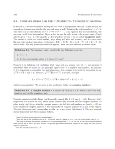 3.4 Complex Zeros and the Fundamental Theorem of