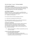 Class Notes Chapter 7, Lesson 2 The Roman Republic