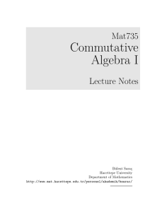 Commutative Algebra I