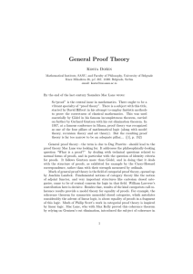General Proof Theory - Matematički institut SANU