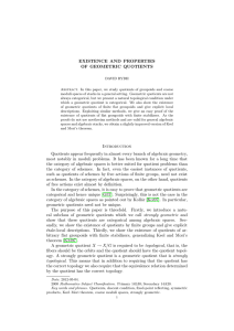 EXISTENCE AND PROPERTIES OF GEOMETRIC QUOTIENTS