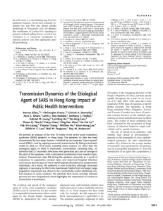 Transmission Dynamics of the Etiological Agent of SARS in