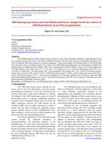 ABO blood group status and Von Willebrand Factor antigen levels in