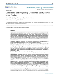 Duloxetine and Pregnancy Outcomes