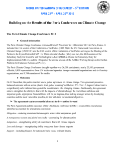 Building on the Results of the Paris Conference on Climate Change