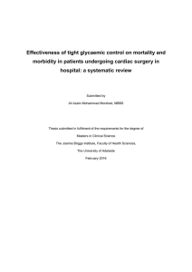 Effectiveness of tight glycaemic control on mortality and morbidity in