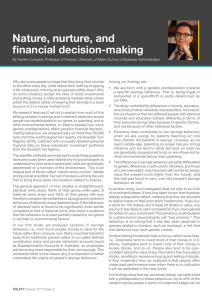 Nature, nurture, and financial decision-making