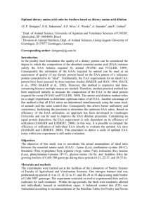 Optimal dietary amino acid ratio for broilers based on dietary amino
