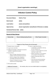 Infection Control Policy - MHCC Organisation Builder (MOB)