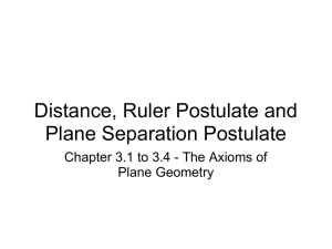 Distance, Ruler Postulate and Plane Separation Postulate