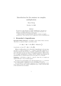 Introduction for the seminar on complex multiplication