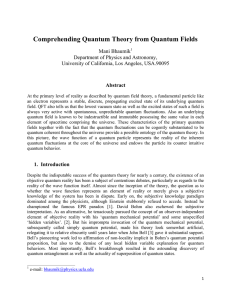 Comprehending Quantum Theory from Quantum Fields
