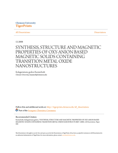synthesis, structure and magnetic properties of oxy