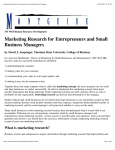 Marketing Research for Entrepreneurs and Small Business Managers