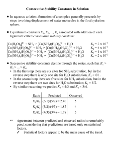 Consecutive Stability Constants in Solution