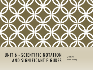 Unit 6 – Scientific Notation and Significant Figures