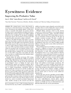 Eyewitness Evidence - APA Home Page