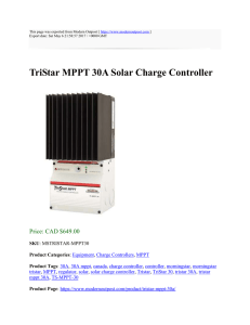 TriStar MPPT 30A Solar Charge Controller : Modern Outpost : http