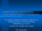 Protein Family Classification using Sparse Markov Transducers