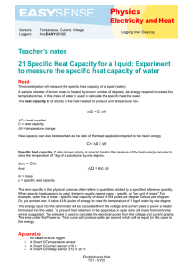 Teacher`s notes 21 Specific Heat Capacity for a liquid