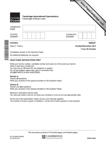 Cambridge International Examinations Cambridge Ordinary Level