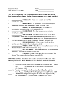 NC HISTORY Chapter SIX TEST