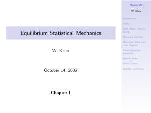 Equilibrium Statistical Mechanics