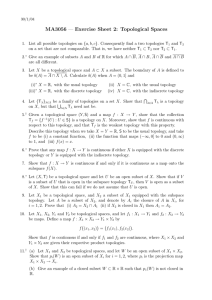 MA3056 — Exercise Sheet 2: Topological Spaces