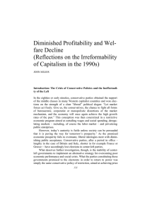 Diminished Profitability and Welfare Decline (Reflections on the
