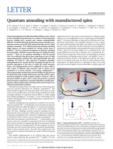 Quantum annealing with manufactured spins