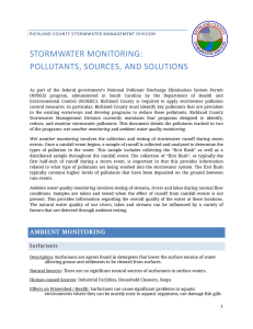 stormwater monitoring: pollutants, sources, and