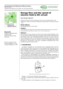 Energy flow and the speed of electric field in DC circuit