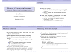 Elements of Programming Languages Overview Advanced