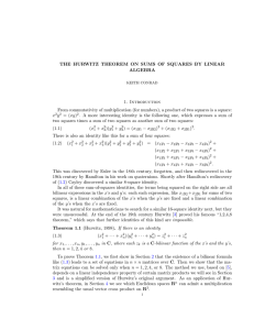 THE HURWITZ THEOREM ON SUMS OF SQUARES BY LINEAR