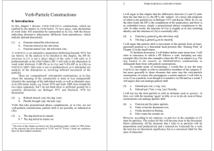 Verb-Particle Constructions*