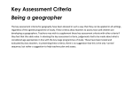 Key Assessment Criteria Being a geographer