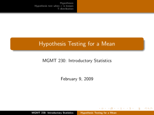Hypothesis Testing for a Mean