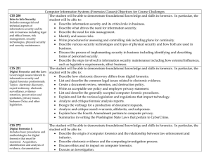 Computer Information Systems (Forensics Classes) Objectives for