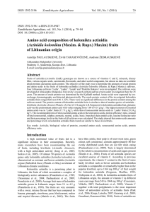 Amino acid composition of kolomikta actinidia
