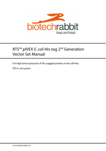 RTS™ pIVEX E. coli His-tag 2nd Generation Vector Set Manual