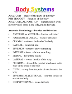 ANATOMY – study of the parts of the body PHYSIOLOGY – function