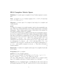 III.2 Complete Metric Space