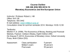 Monetary Economics and the European Union Lecture: Week 1