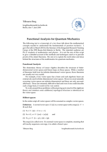 Functional Analysis for Quantum Mechanics