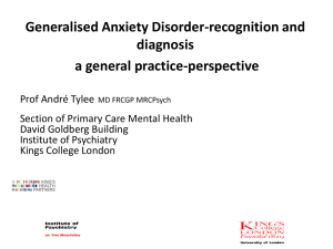 Generalised Anxiety Disorder-recognition and diagnosis a general