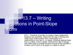 Lesson 13.7 – Writing Equations in Point