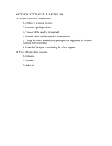 1 OVERVIEW OF EXTRACELLULAR SIGNALING A. Steps of