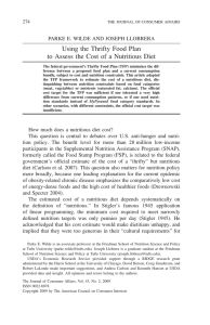 Using the Thrifty Food Plan to Assess the Cost of