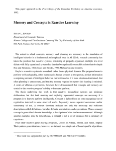 Memory and Concepts in Reactive Learning