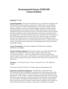 Environmental Science (CHM 105) Course Syllabus